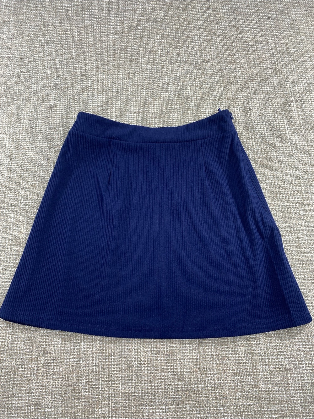 Women's Navy Mini Skirt - Ribbed A-Line